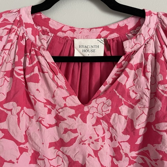 Hyacinth House Tuckernuck Women's Pink Floral Puff Mini Dress Small Feminine - Picture 4 of 16